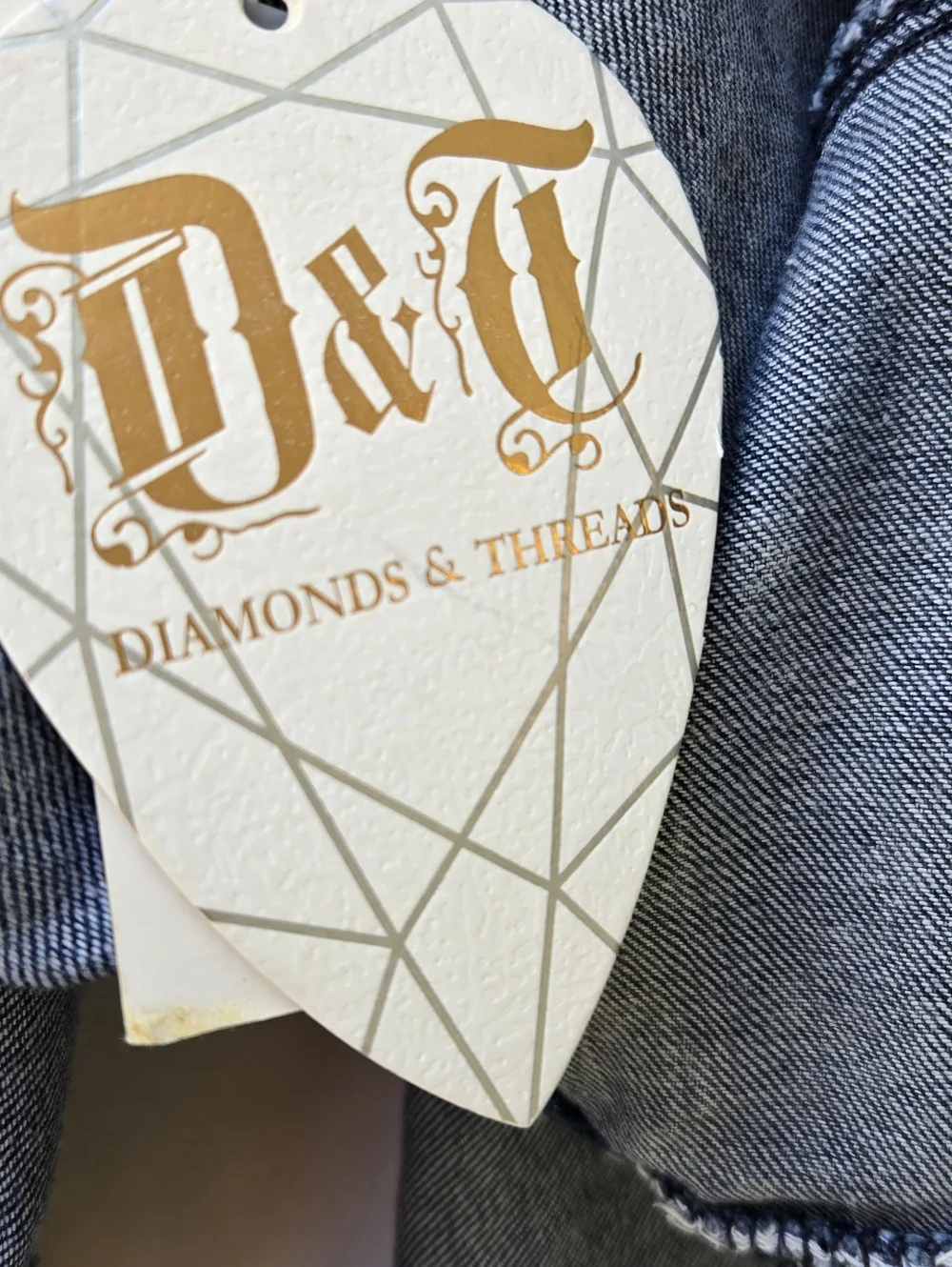 Diamonds & Threads Acid Wash Sleeveless Denim Vest - Blue